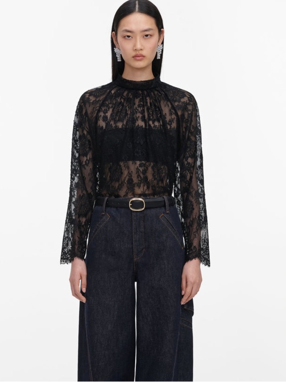 NWOT Self-Portrait BLACK LACE BLOUSE